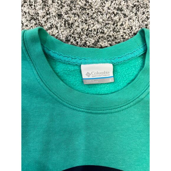Columbia Pullover Rainbow Logo Sweatshirt, Women’s Small, Turquoise/Navy - Picture 3 of 10